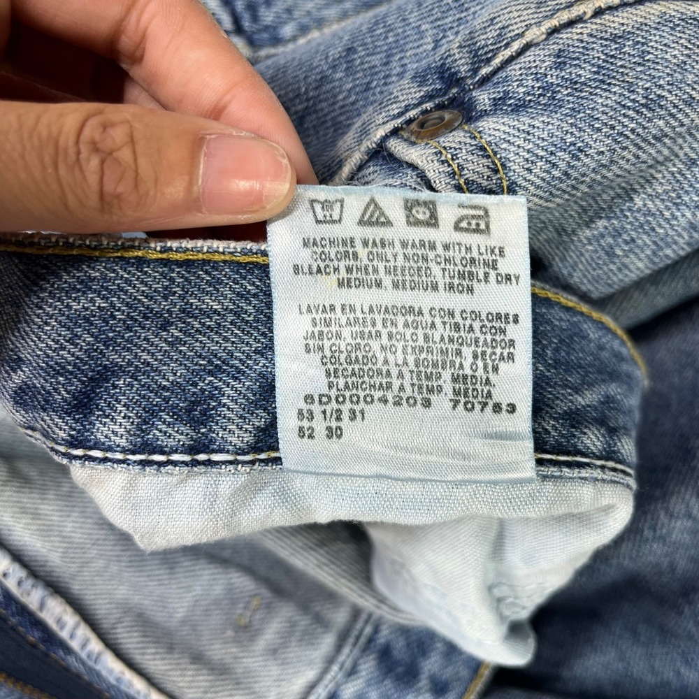 Lee Straight Leg Jeans Mens Blue Denim High Rise Pockets Classic Zip Fly - 50X27 - Picture 10 of 13